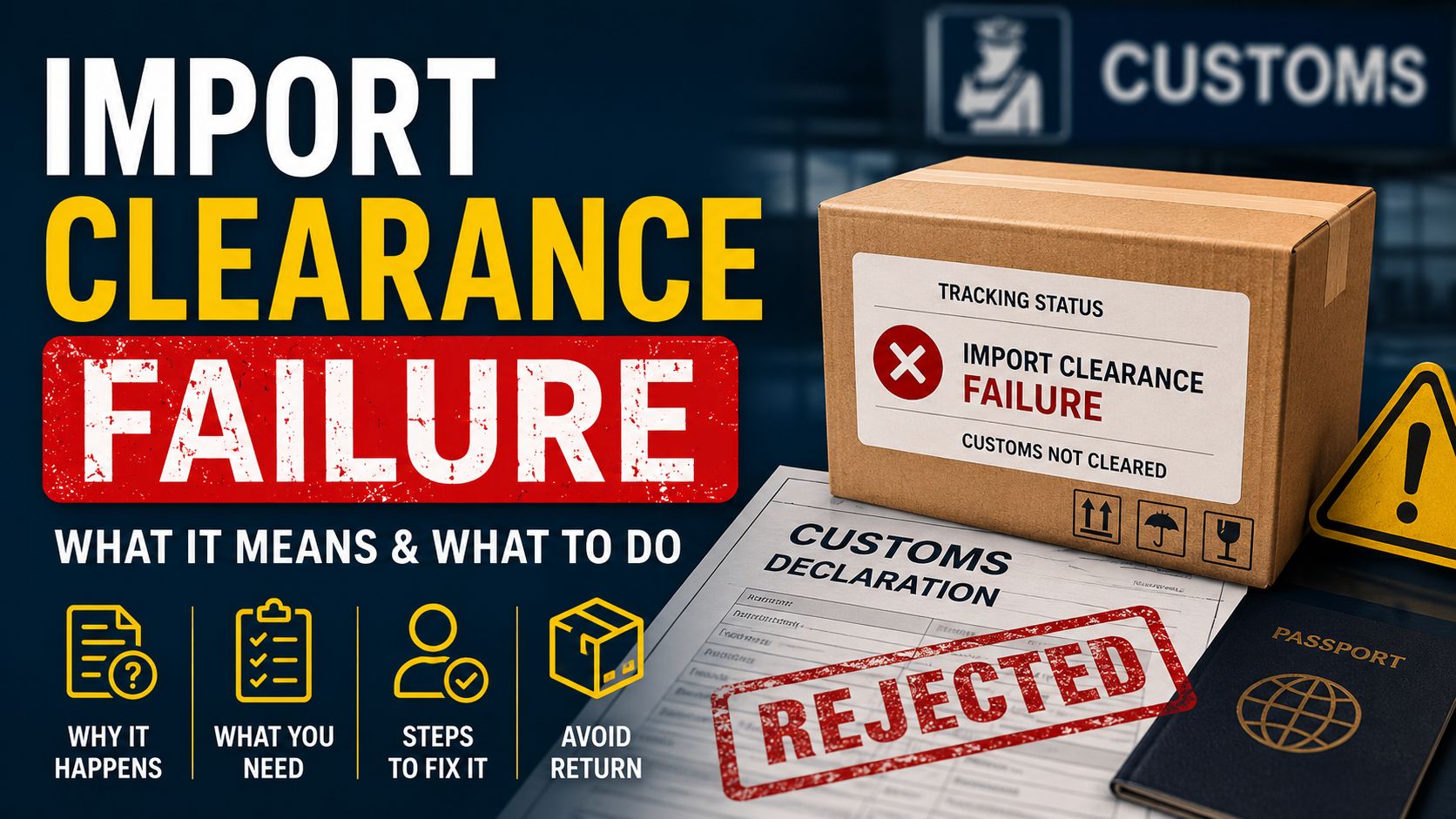 What does the status 'Import clearance failure' mean and what to do with the package?