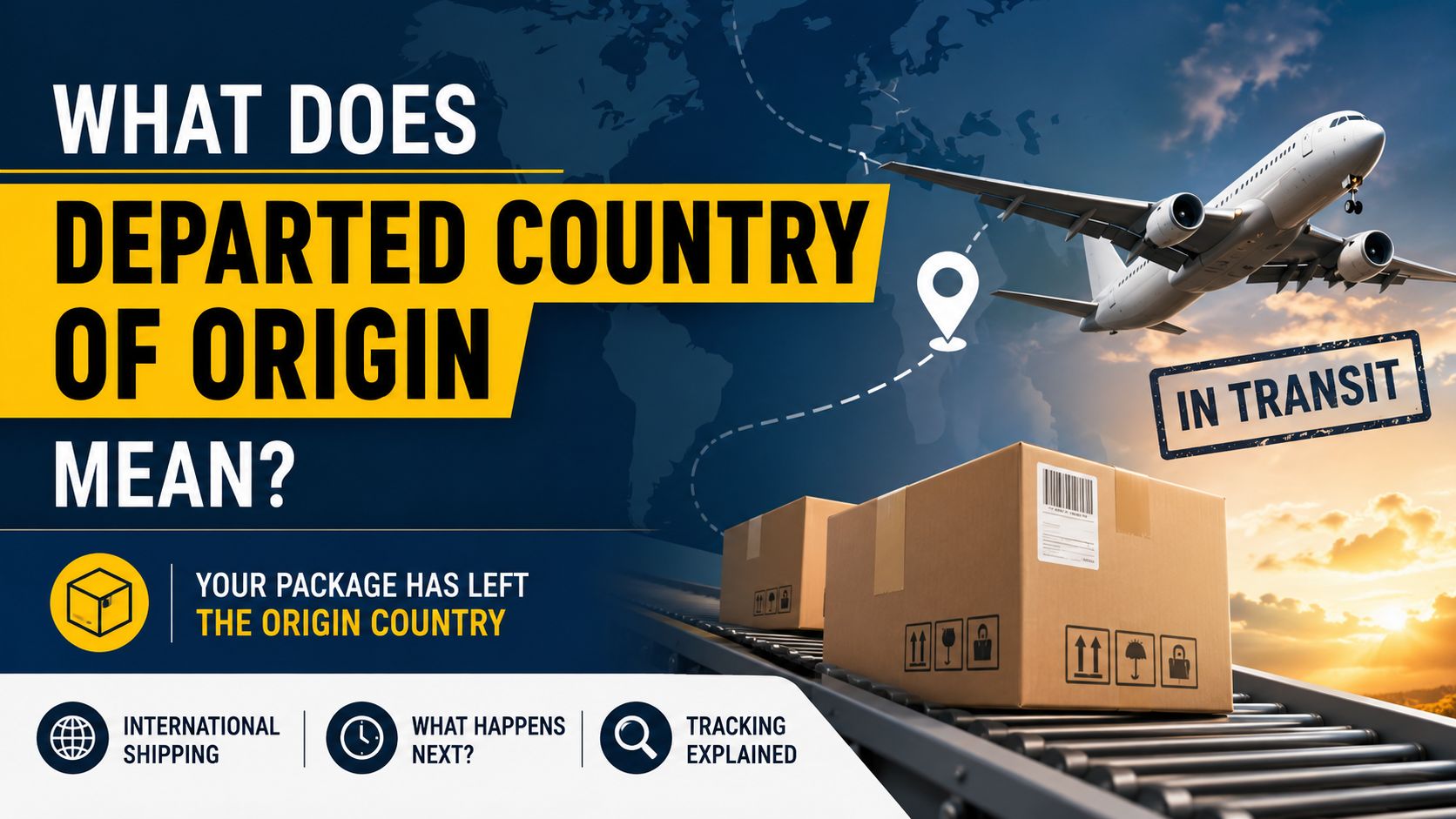 What does the status 'Departed country of origin' mean when tracking a package?